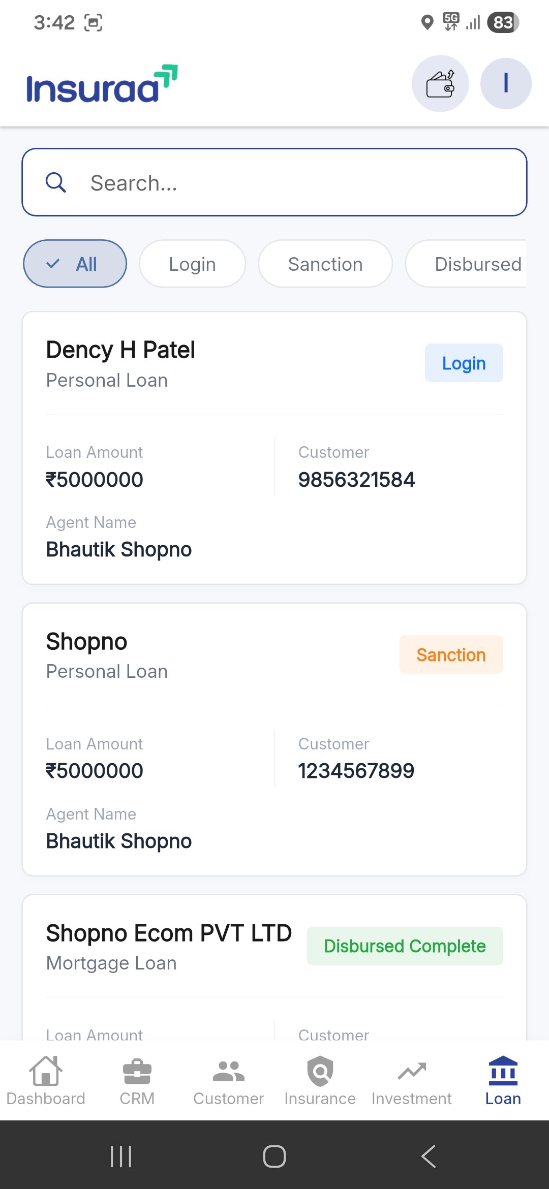Agent App Screen